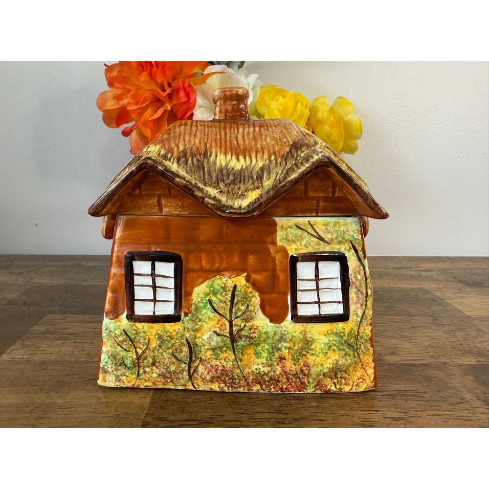 Vintage Price Kensington Ye Olde Cottage Biscuit Barrel Cookie Jar England Retro